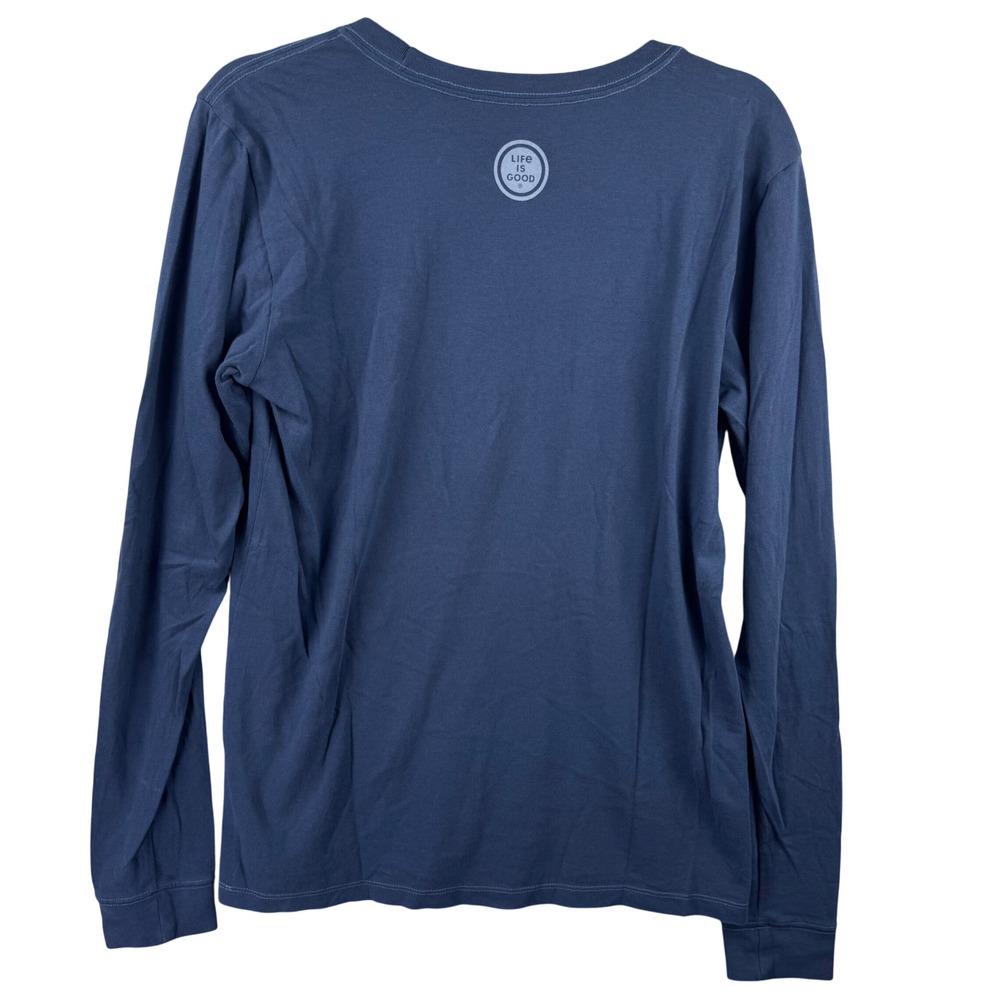 Life is Good Crusher Tee Womens Medium Blue Dog Days Black Lab Long Sleeve Shirt - Picture 3 of 11